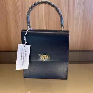 Elegant Navy Leather Handbag Neely and Chloe Mini Lady Bag